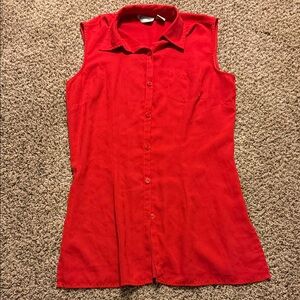 Anna Red Sleeveless Button-Up Tank Top